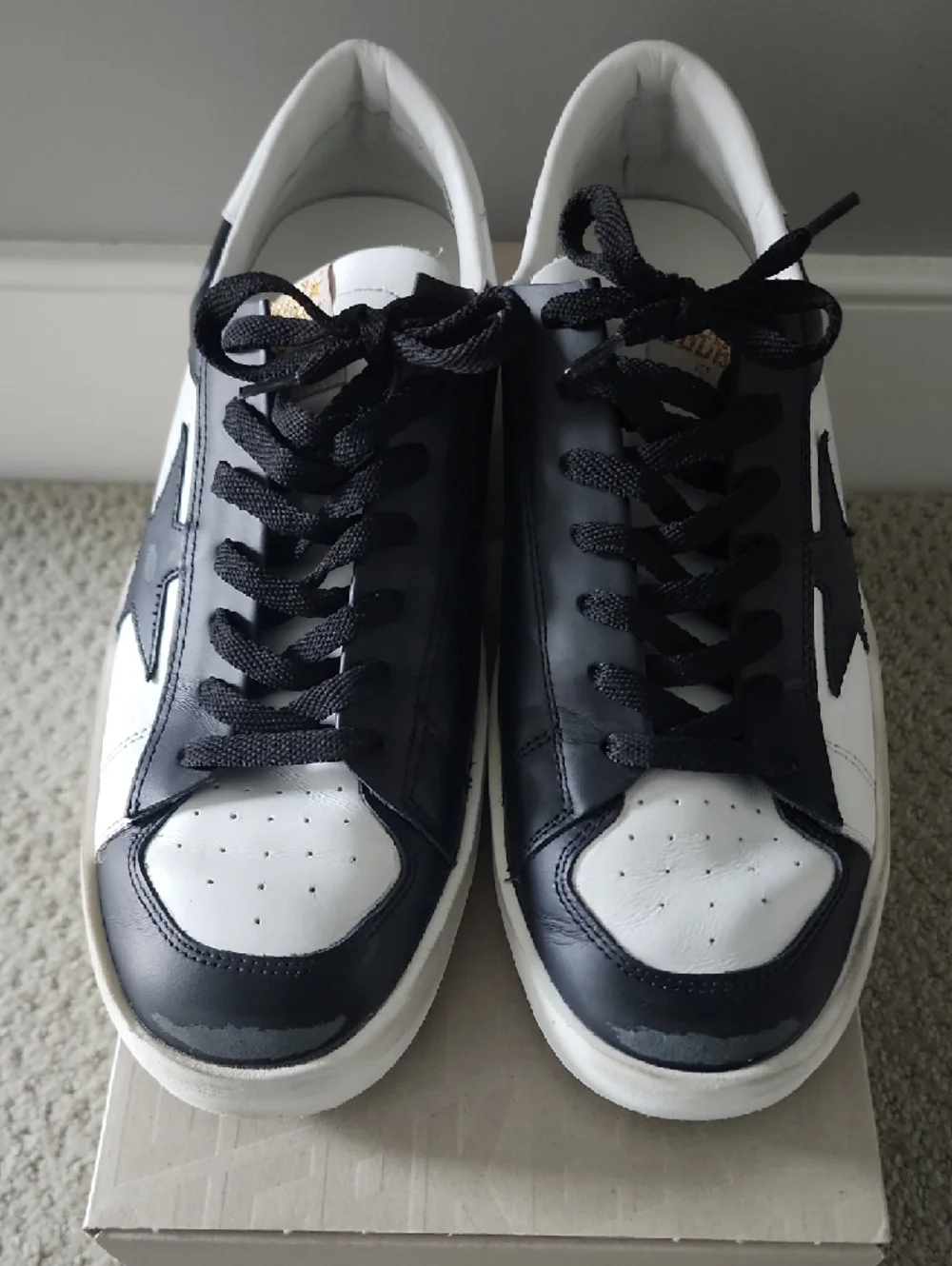 Golden Goose Black and White Star-Accent Sneakers - Picture 2 of 5